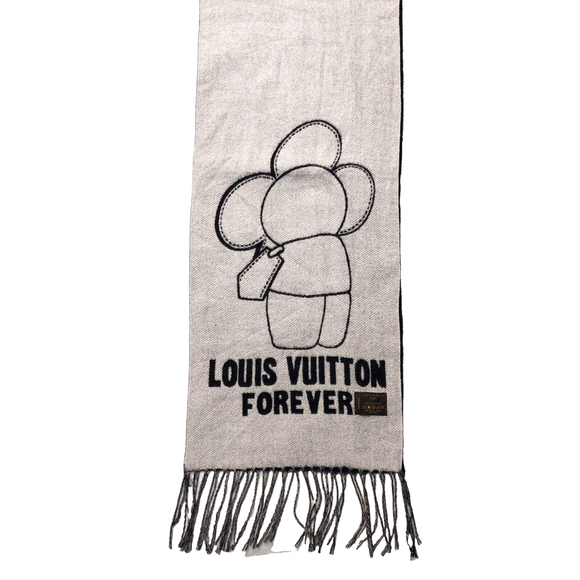 Louis Vuitton LV Forever Reversible Gray Black Cashmere Scarf Pre-Owned - Picture 10 of 16